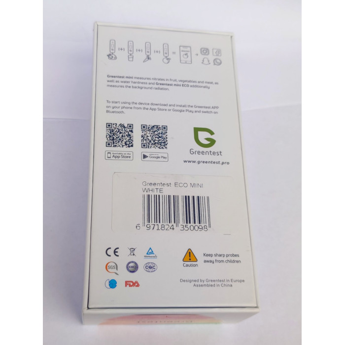 Greentest mini - прилад для експрес-аналізу концентрації нітратів у свіжих фруктах, овочах і м'ясі, TDS-метр (жорсткість води), а також фонового випромінювання в навколишньому середовищі та рівня радіоактивності окремих об'єктів.