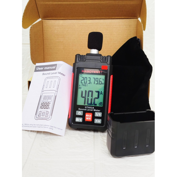 HABOTEST HT602 Шумомір Цифровий Ручний Вимірювач DB Sonometros Шумомір Звуковий Рівня 30-130 дБ Децибел Міні Шумомір