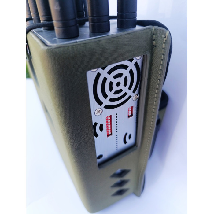 Потужна переносна глушилка сигналів ( LOJACK/CDMA/GSM/LORA/DCS/PCS/3G/4G/5G/2.4G, 5.2G, 5.8G/GPS L1-L5/5G600 US АБО 5G1500 EU ) «PREDATOR 12 каналів» 37 Вт