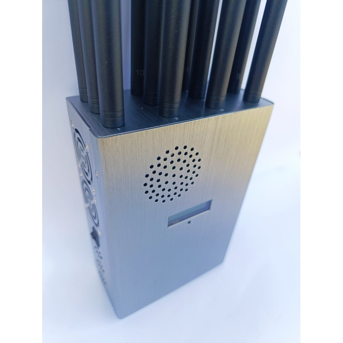 Потужна переносна глушилка сигналів ( LOJACK/CDMA/GSM/LORA/DCS/PCS/3G/4G/5G/2.4G, 5.2G, 5.8G/GPS L1-L5/5G600 US АБО 5G1500 EU ) «PREDATOR 12 каналів» 37 Вт