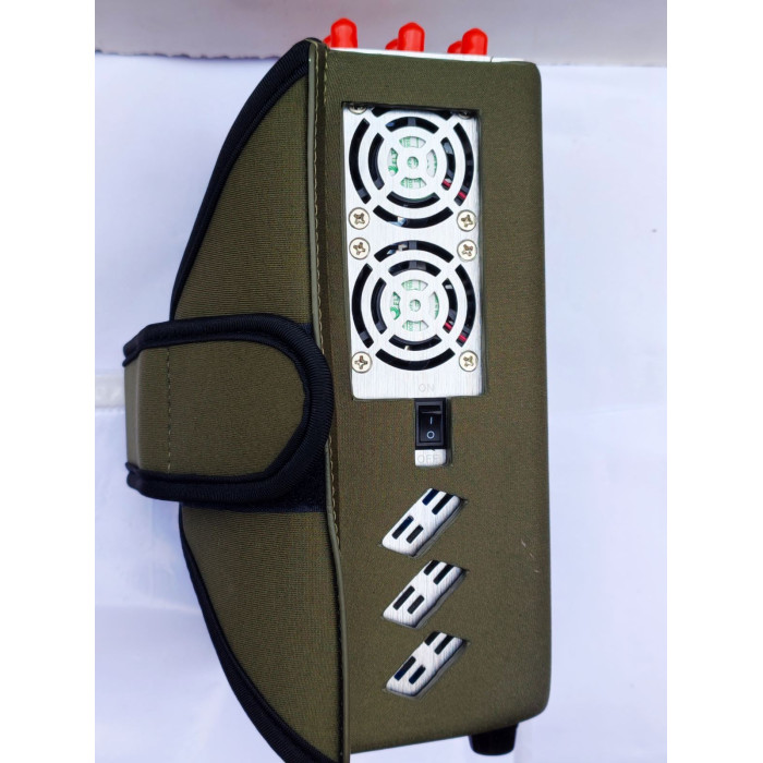 Потужна переносна глушилка сигналів мобільного зв'язку для офісу, в автомобіль «PREDATOR-28» (2G/3G/4G/5G/GSM/DCS/GPS L1-L5/RC 315, 433-434, 868/WI-Fi 2.4G 5.2G 5.8G/PCS/UFH/CDMA/VHF/LOJACK) 28 Вт